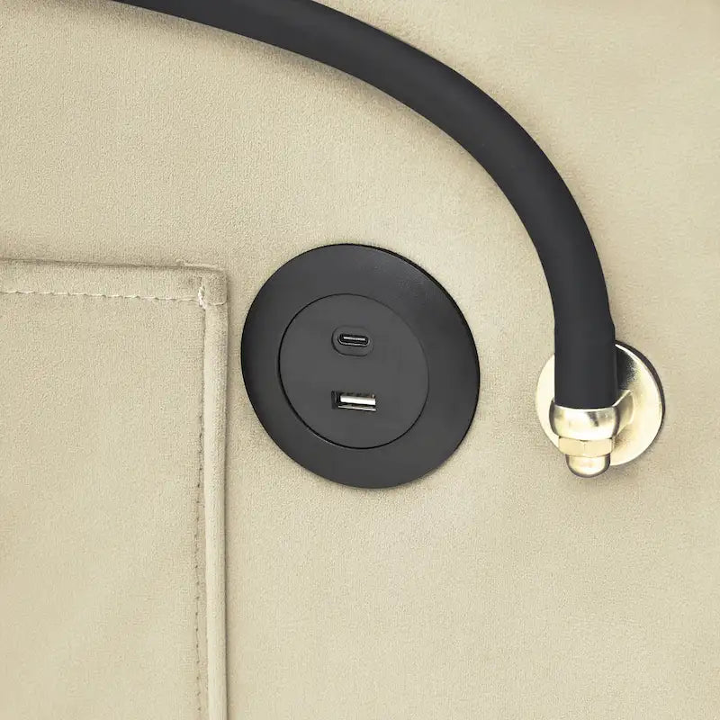 Sofá cama plegable, sofá moderno de terciopelo convertible en cama, con respaldo ajustable, puerto USB, cenicero y soporte giratorio para teléfono