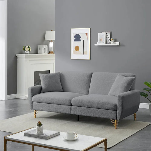 Canapé-lit en velours Teddy de 74.41 Inch avec dossier à réglage indépendant et fonction de rangement