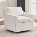 Fauteuil d’appoint moderne en lin (avec clous décoratifs et pivotement à 360 degrés)