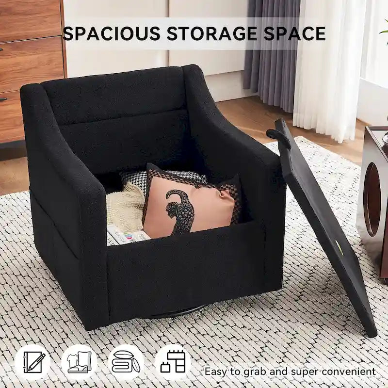 Fauteuil d’appoint moderne en lin (avec clous décoratifs et pivotement à 360 degrés)