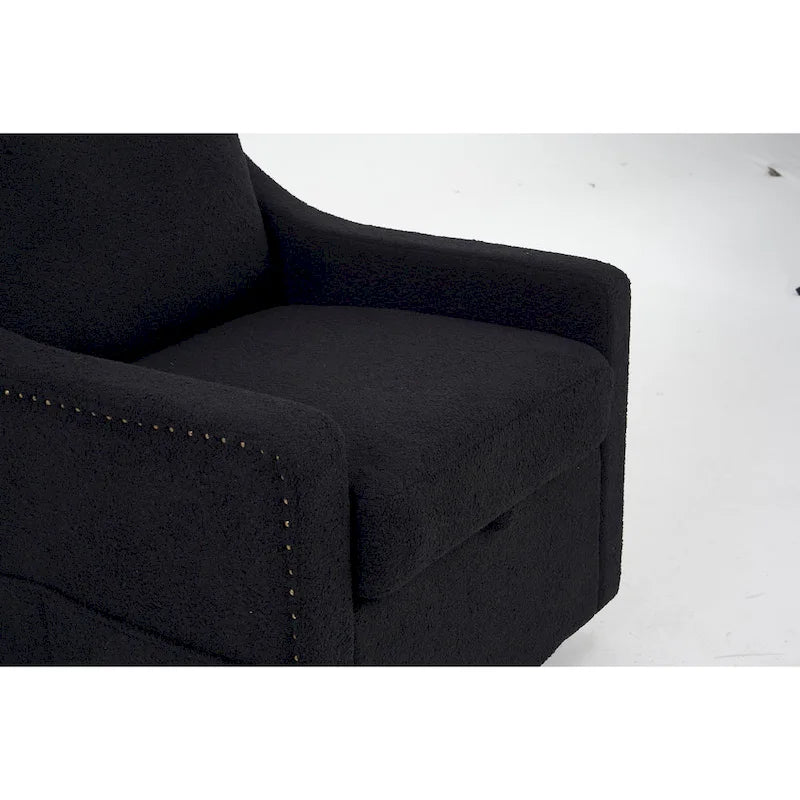 Fauteuil d’appoint moderne en lin (avec clous décoratifs et pivotement à 360 degrés)