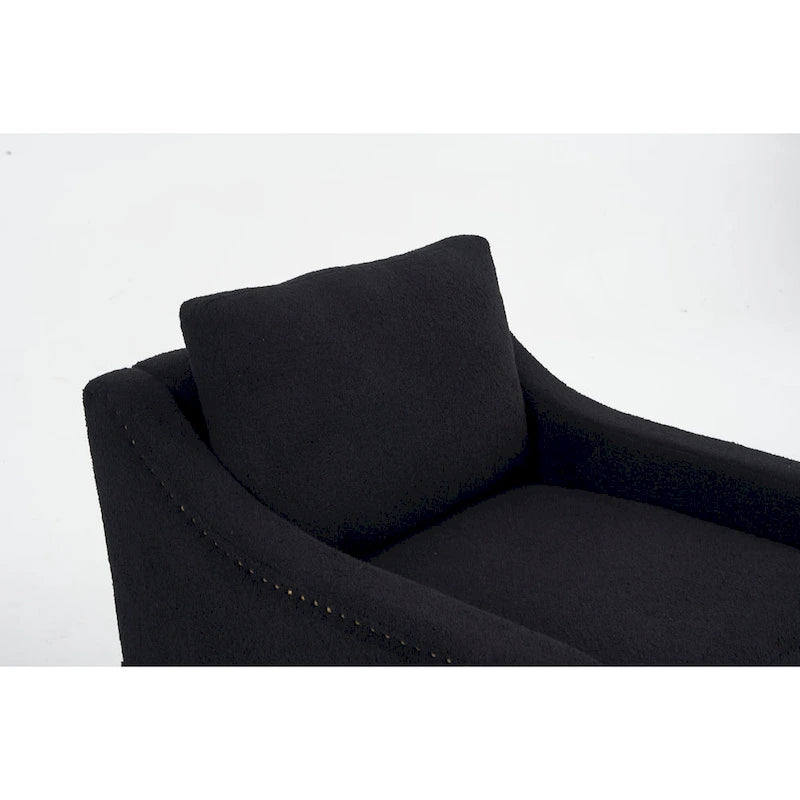 Fauteuil d’appoint moderne en lin (avec clous décoratifs et pivotement à 360 degrés)