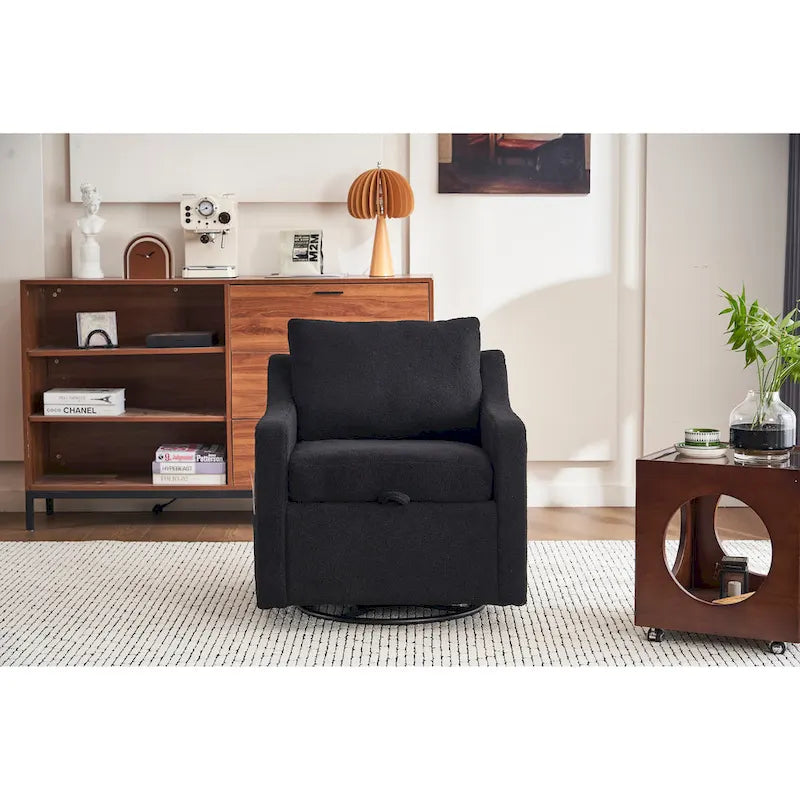 Fauteuil d’appoint moderne en lin (avec clous décoratifs et pivotement à 360 degrés)