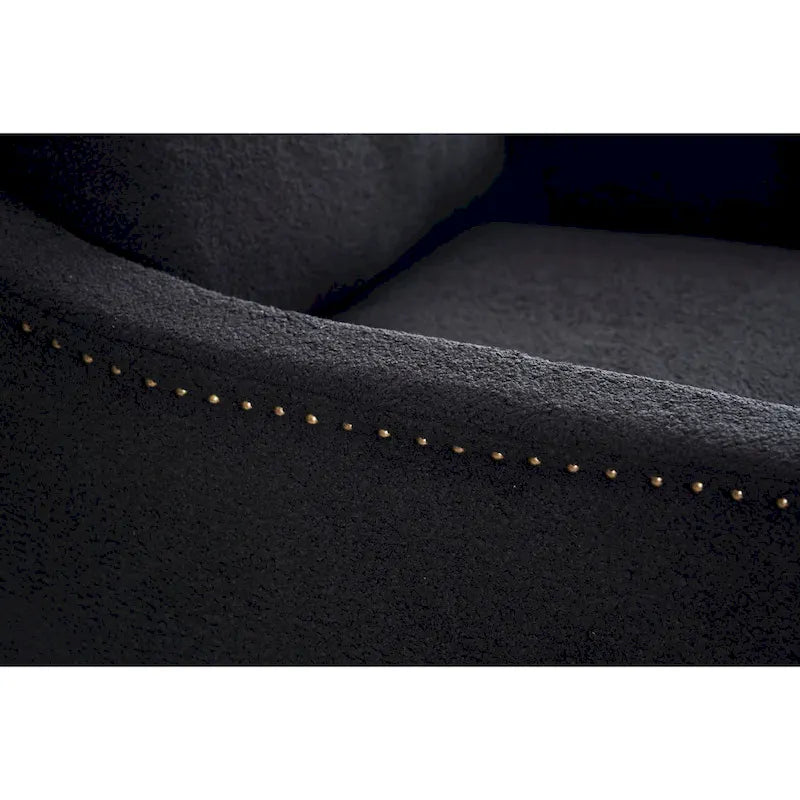 Fauteuil d’appoint moderne en lin (avec clous décoratifs et pivotement à 360 degrés)