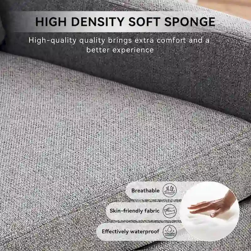 Fauteuil d’appoint moderne en lin (avec clous décoratifs et pivotement à 360 degrés)