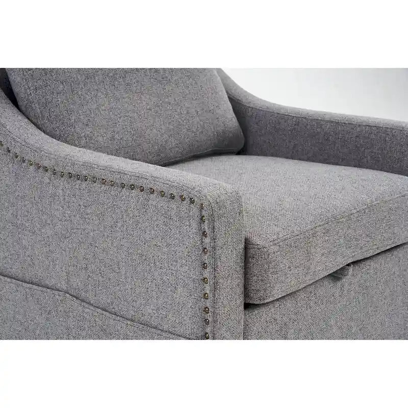 Fauteuil d’appoint moderne en lin (avec clous décoratifs et pivotement à 360 degrés)