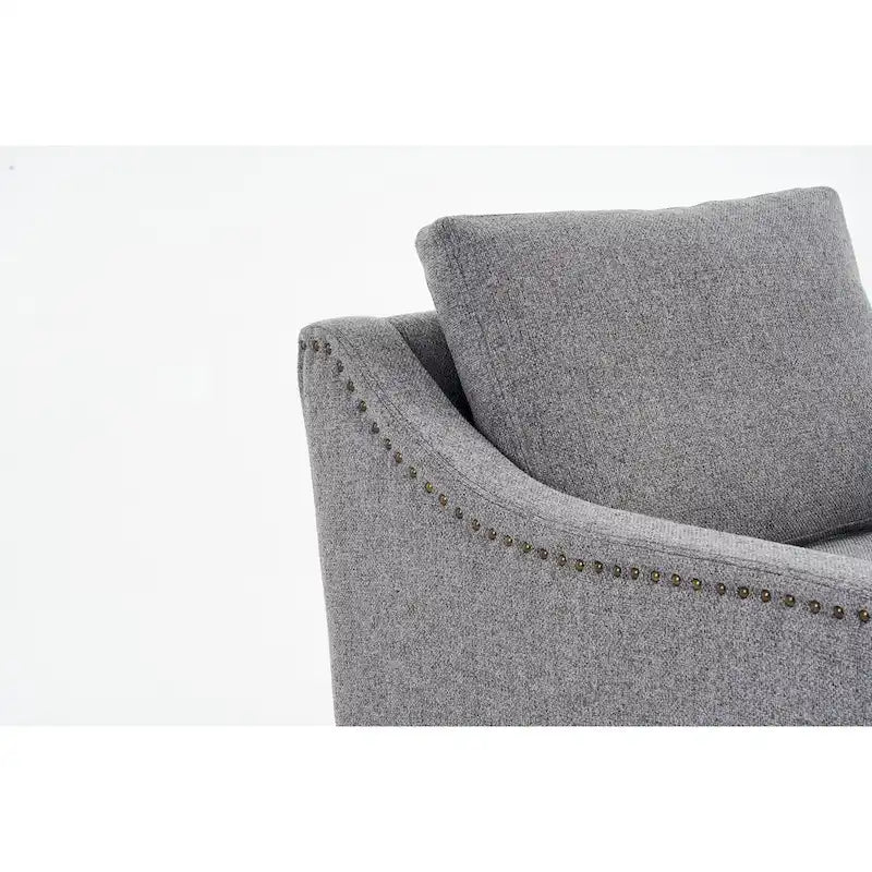 Fauteuil d’appoint moderne en lin (avec clous décoratifs et pivotement à 360 degrés)