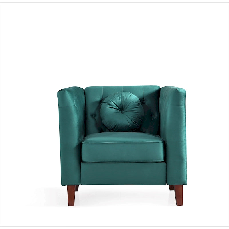 Fauteuil classique en velours (avec pieds en bois)