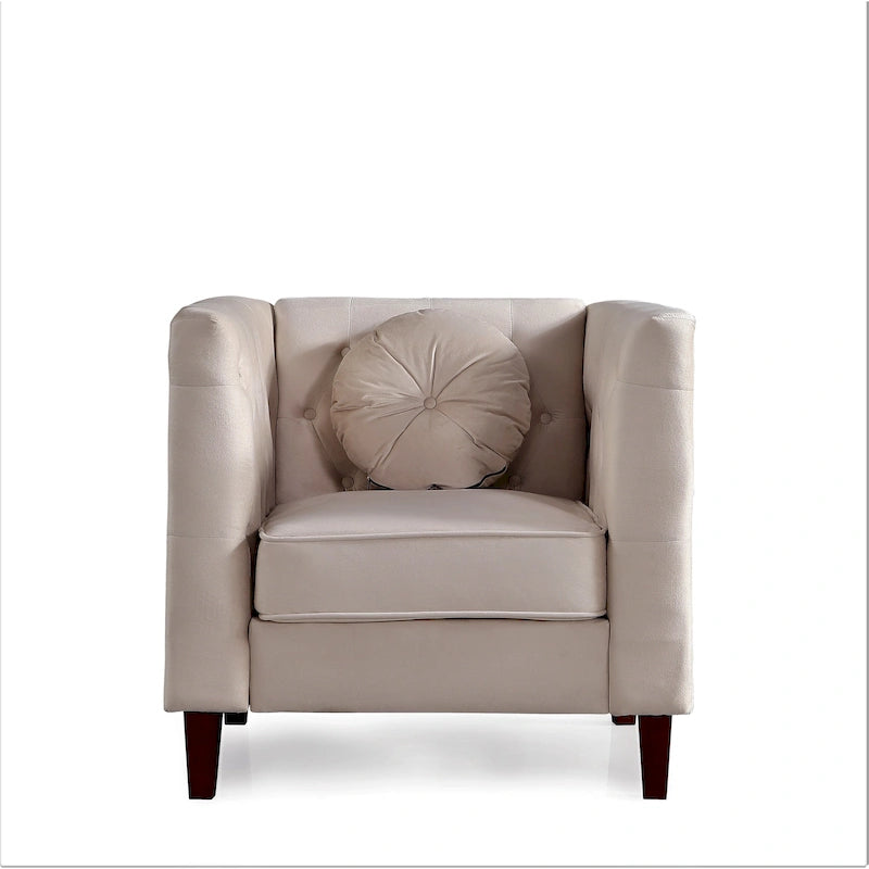 Fauteuil classique en velours (avec pieds en bois)