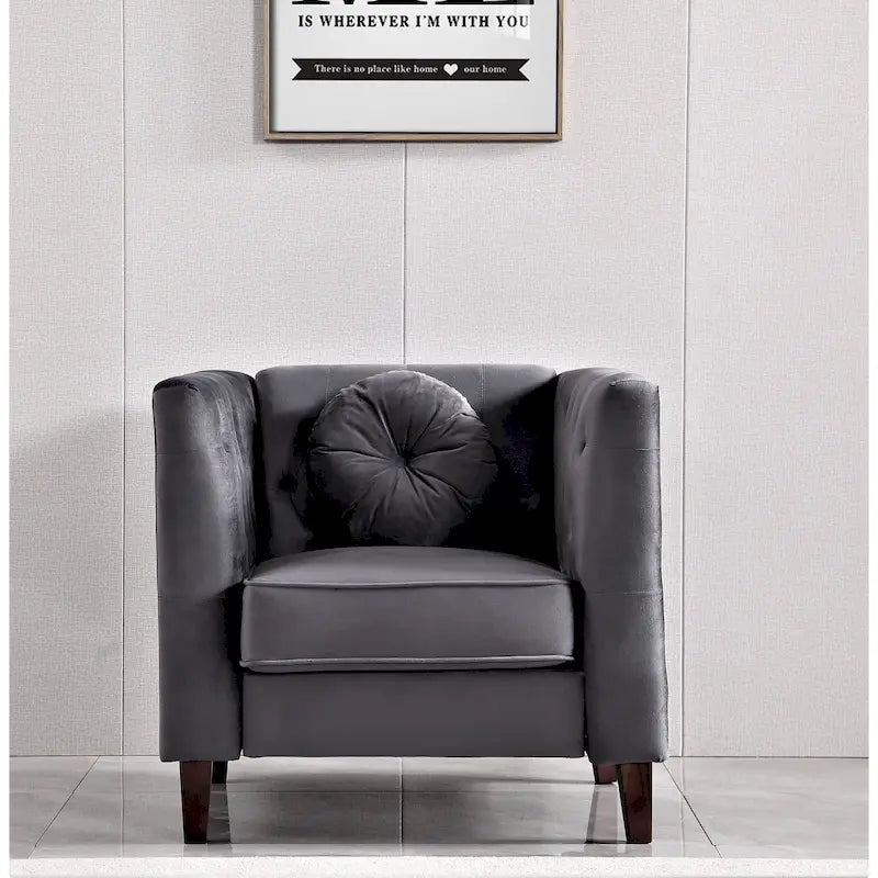 Fauteuil classique en velours (avec pieds en bois)