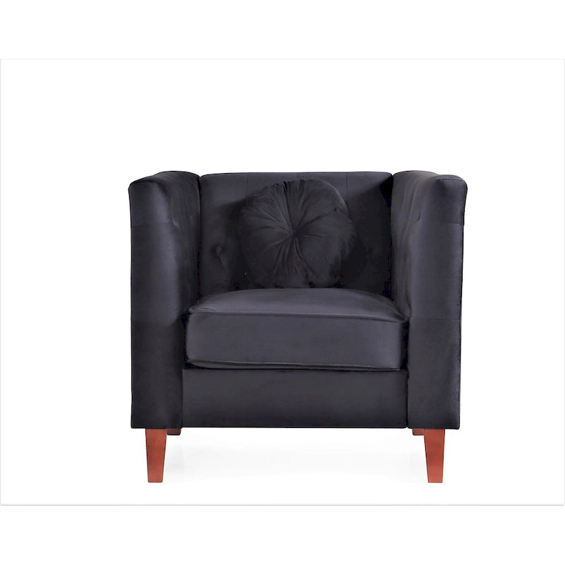 US PRIDE FURNITURE Velvet Classic Chesterfield Chair with Wood legs
