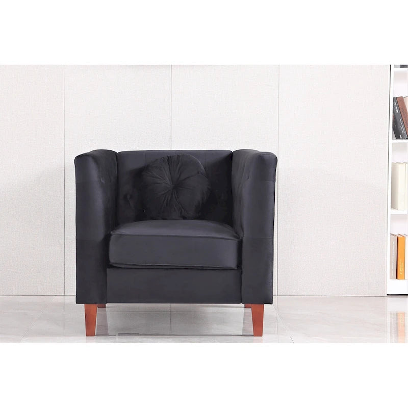 Fauteuil classique en velours (avec pieds en bois)