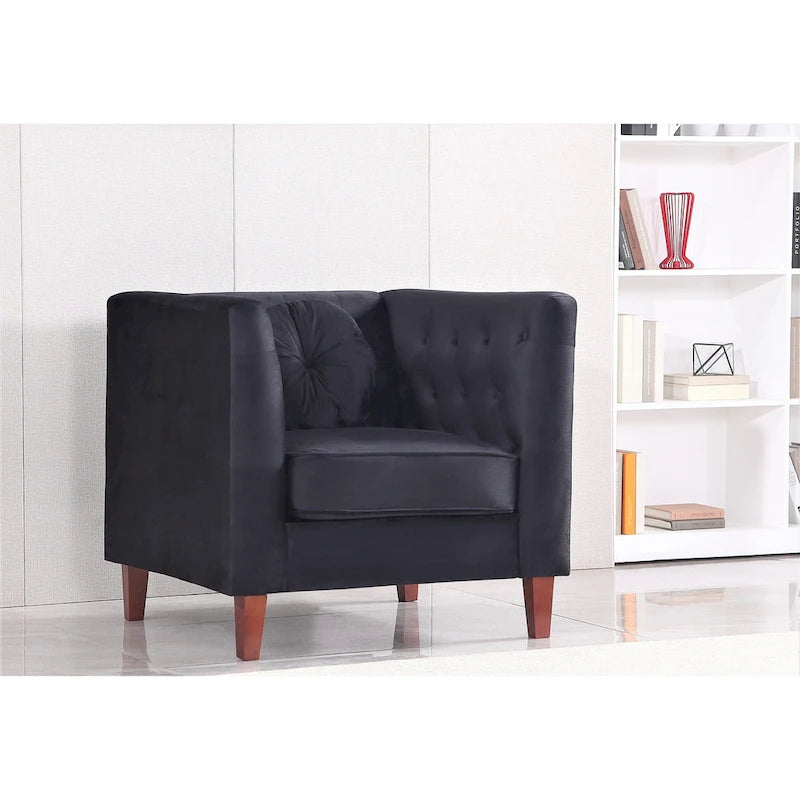 Fauteuil classique en velours (avec pieds en bois)