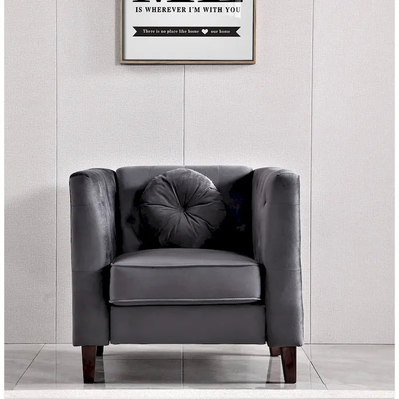 Fauteuil classique en velours (avec pieds en bois)