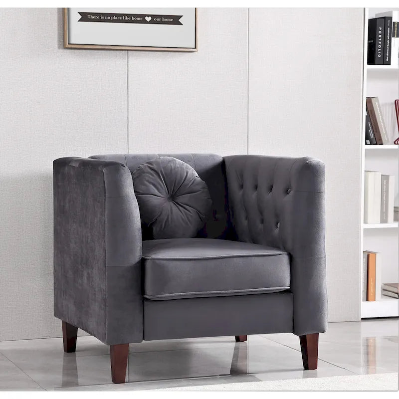 Sillón clásico de terciopelo (con patas de madera)