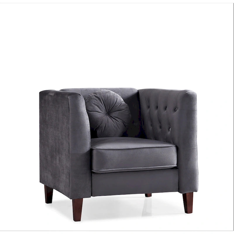 Sillón clásico de terciopelo (con patas de madera)