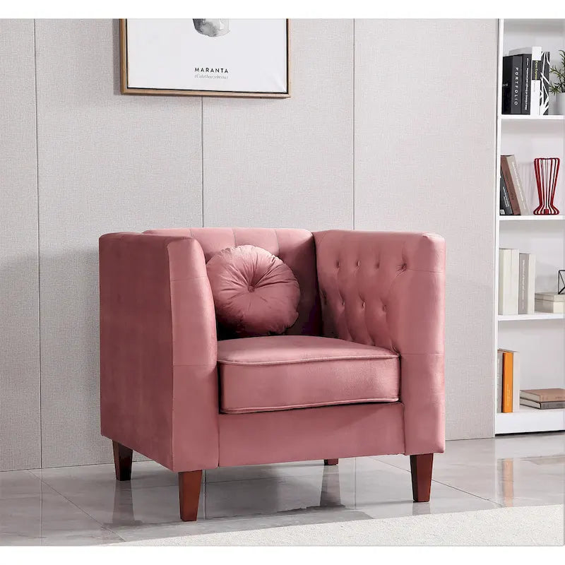 Sillón clásico de terciopelo (con patas de madera)