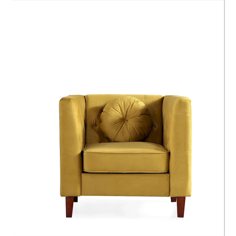Sillón clásico de terciopelo (con patas de madera)