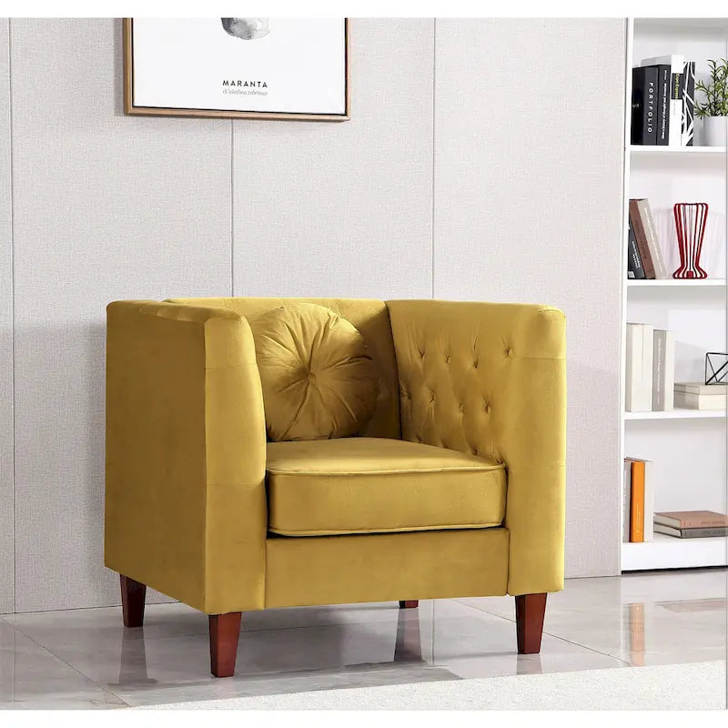 Sillón clásico de terciopelo (con patas de madera)