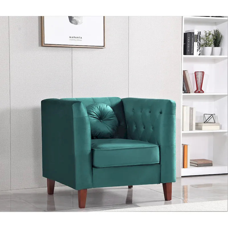 Sillón clásico de terciopelo (con patas de madera)