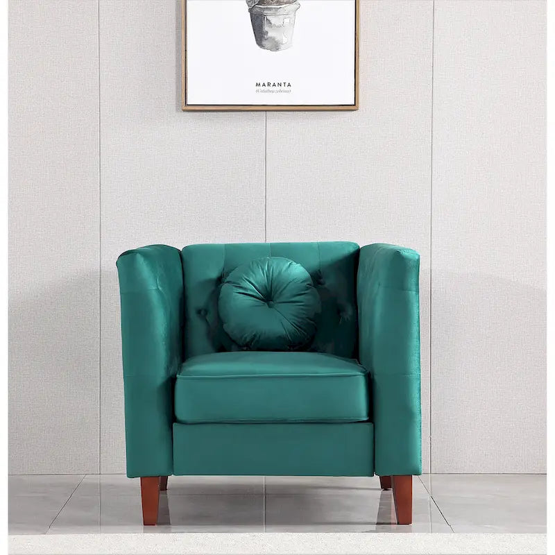 Sillón clásico de terciopelo (con patas de madera)