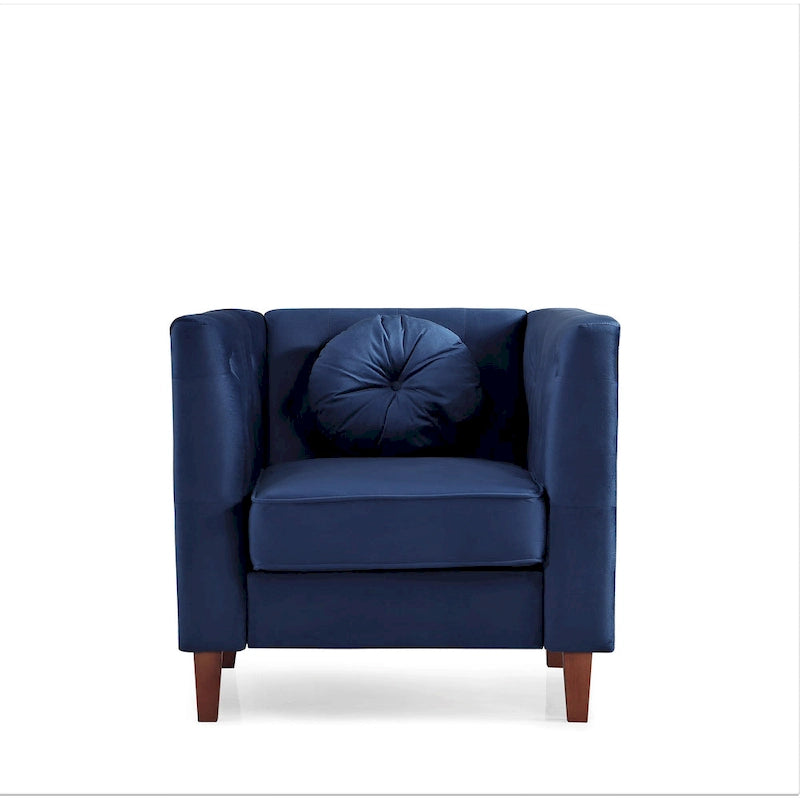 Sillón clásico de terciopelo (con patas de madera)