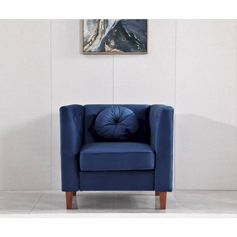 Sillón clásico de terciopelo (con patas de madera)