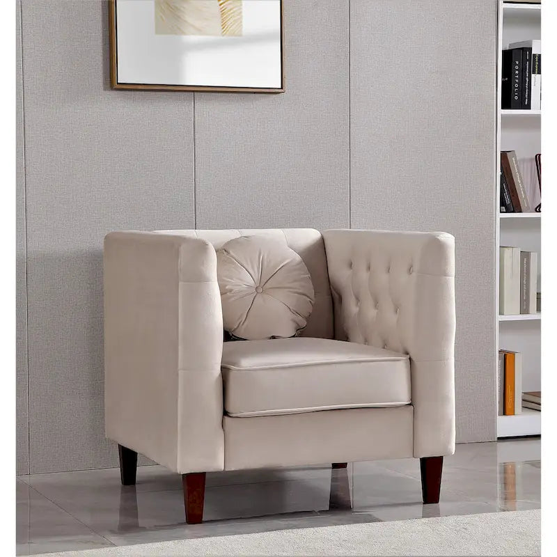 Sillón clásico de terciopelo (con patas de madera)