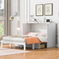 Lit escamotable mural format Full/Queen avec grand tiroir de rangement, meuble-lit escamotable gain de place avec un ensemble de prises et des ports USB