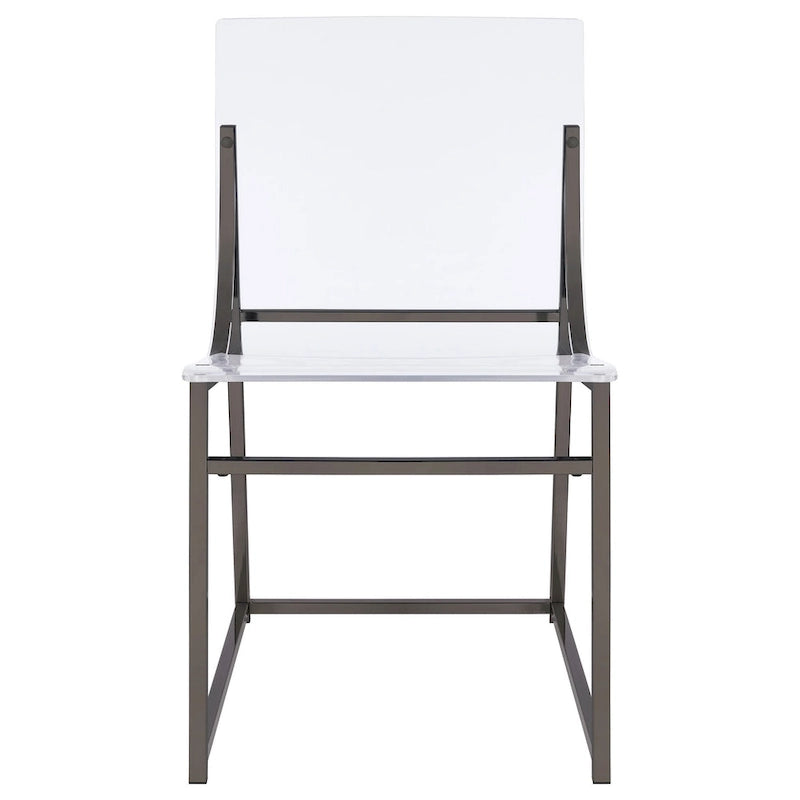 Chaises de salle à manger (lot de 2), assise et dossier en acrylique transparent, finition nickel noir, 18 pouces