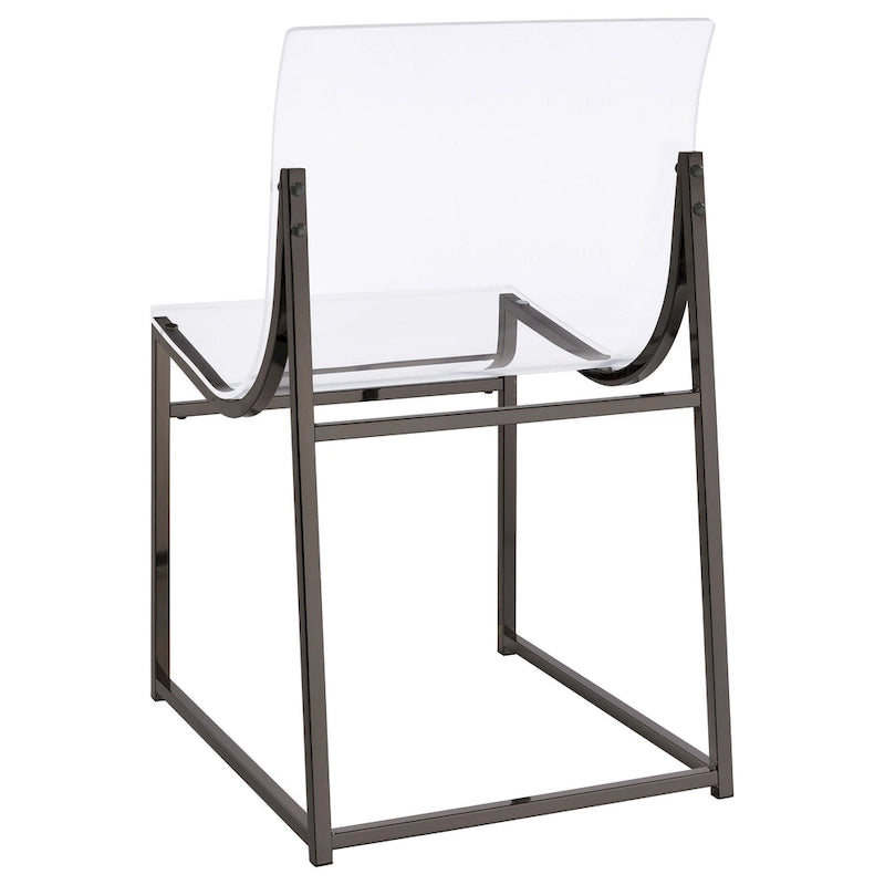 Esszimmerstühle (2er-Set), Sitzfläche und Rückenlehne aus transparentem Acryl, schwarzes Nickel-Finish, 18 Zoll
