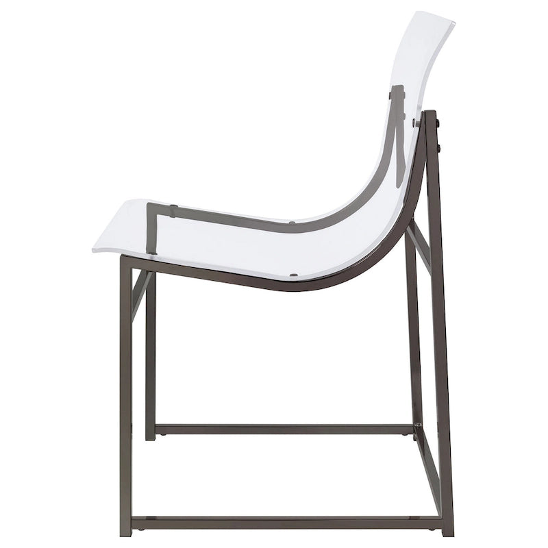 Chaises de salle à manger (lot de 2), assise et dossier en acrylique transparent, finition nickel noir, 18 pouces