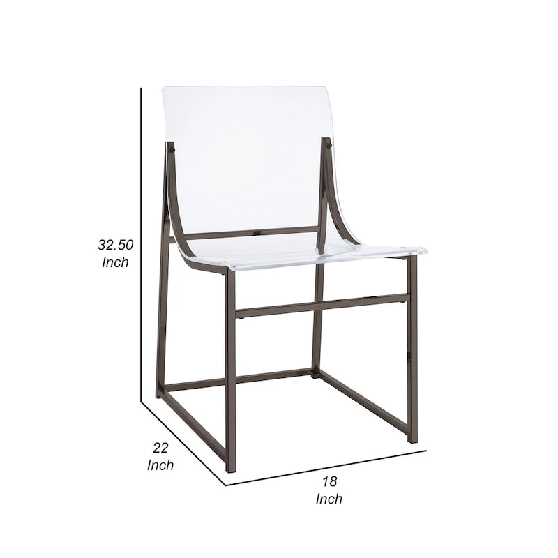 Esszimmerstühle (2er-Set), Sitzfläche und Rückenlehne aus transparentem Acryl, schwarzes Nickel-Finish, 18 Zoll