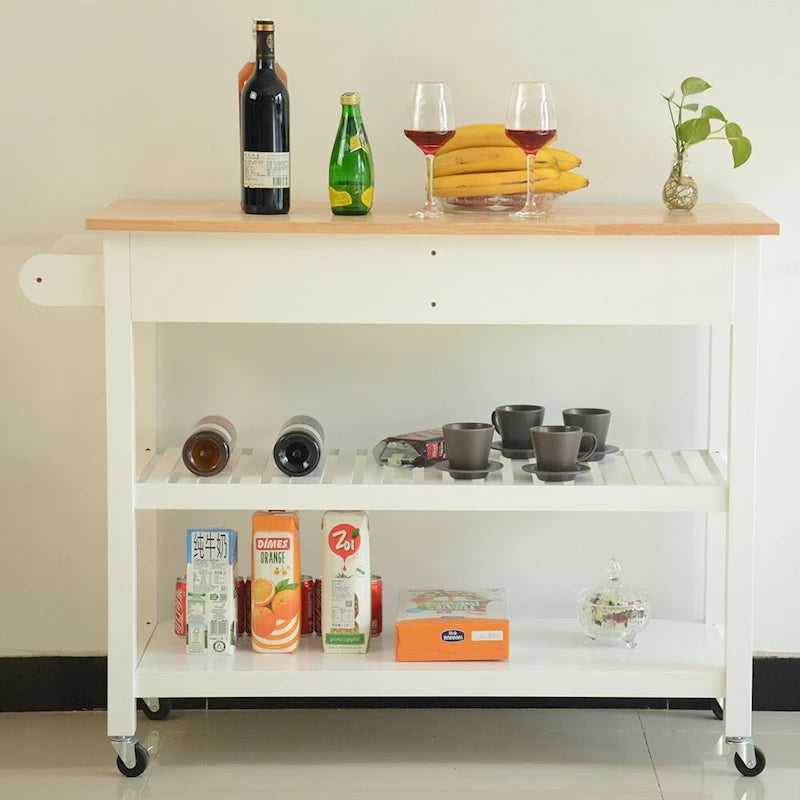 Isla de cocina y carrito de cocina (taburete no incluido)