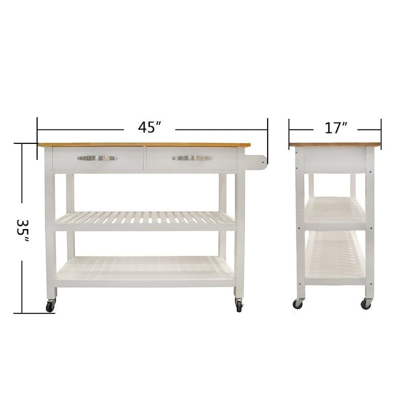 Isla de cocina y carrito de cocina (taburete no incluido)