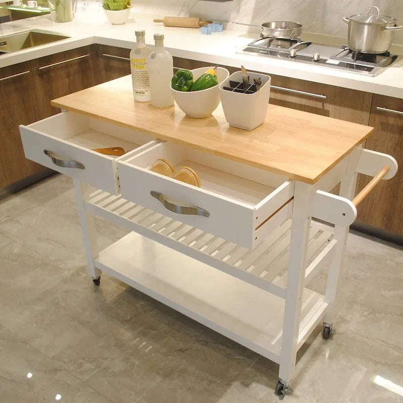 Isla de cocina y carrito de cocina (taburete no incluido)