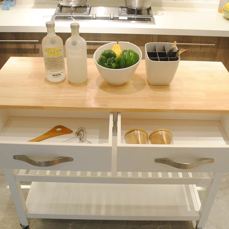 Isla de cocina y carrito de cocina (taburete no incluido)