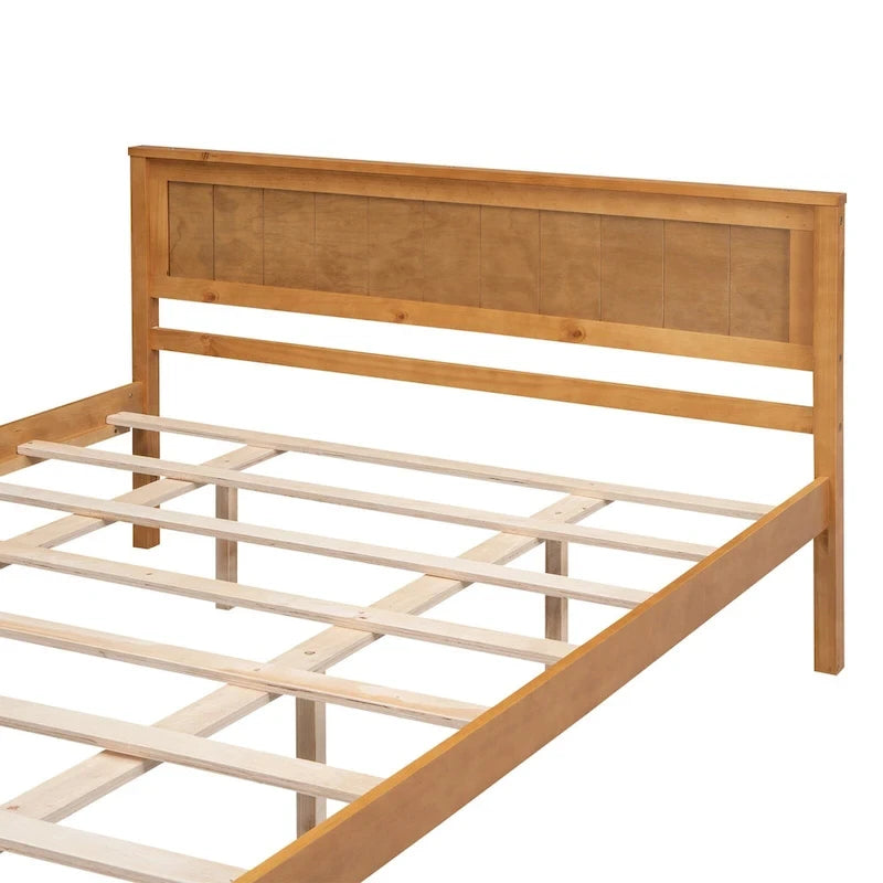 Plattformbett aus Kiefernholz mit Lattenrost und Kopfteil