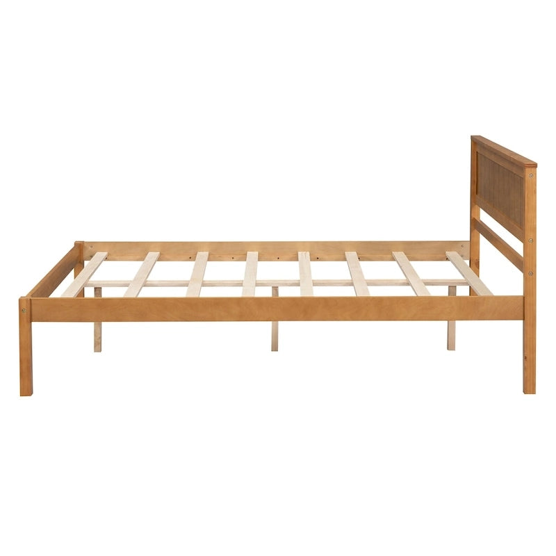 Plattformbett aus Kiefernholz mit Lattenrost und Kopfteil