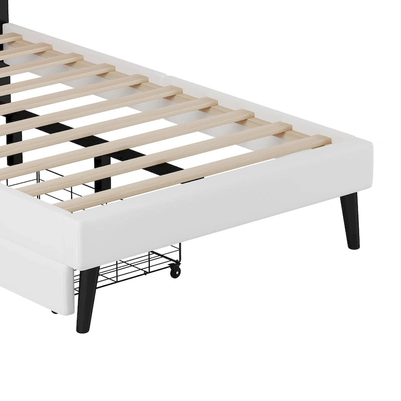 Cama tapizada de princesa con cabecero con corona y cajones