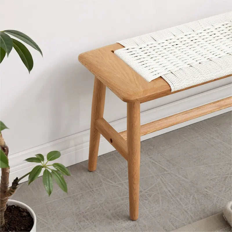 Banc de salle à manger en bois de chêne naturel, banc pour salle à manger et chambre à coucher