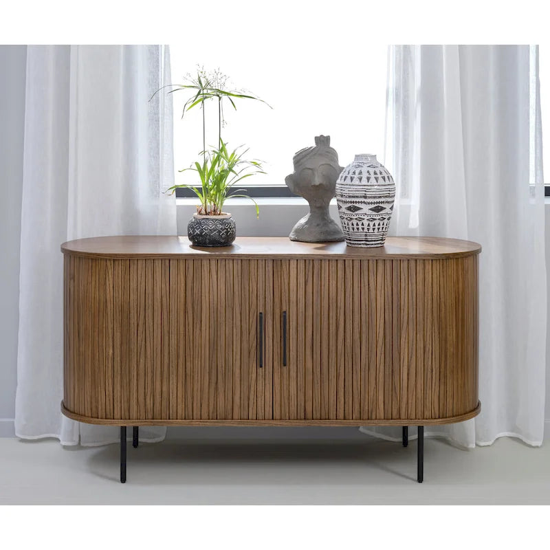Sideboard im Mid-Century-Modern-Stil mit abgerundeten Schiebetüren