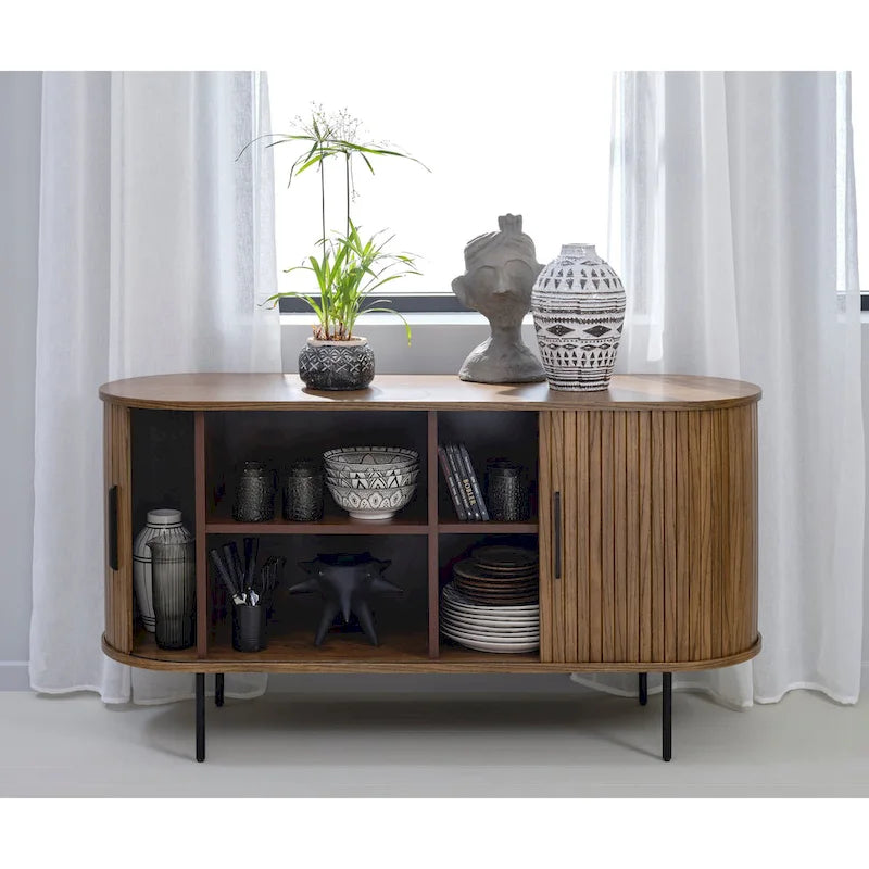 Sideboard im Mid-Century-Modern-Stil mit abgerundeten Schiebetüren