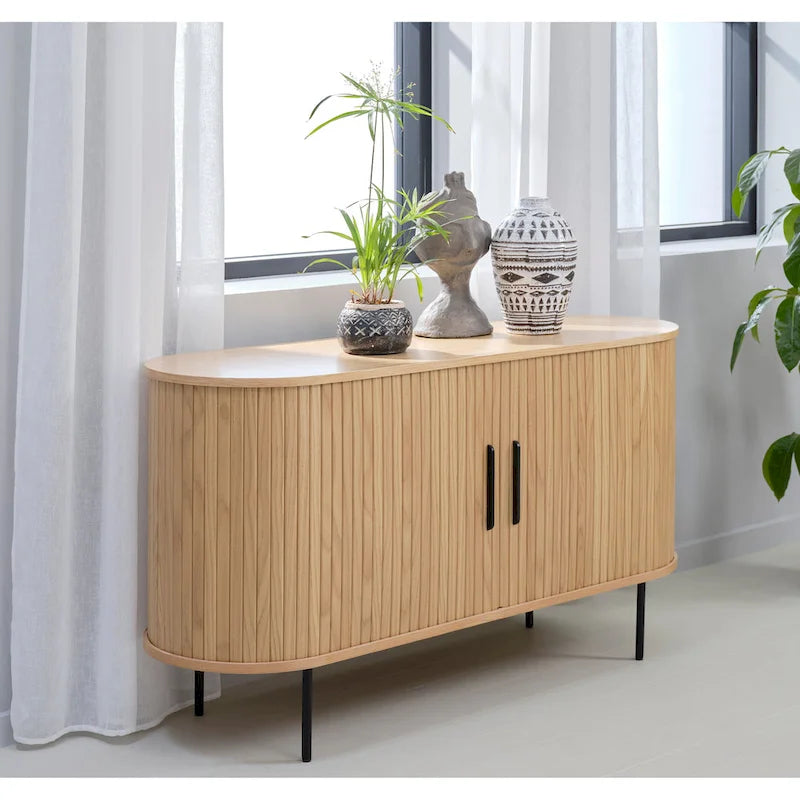 Sideboard im Mid-Century-Modern-Stil mit abgerundeten Schiebetüren