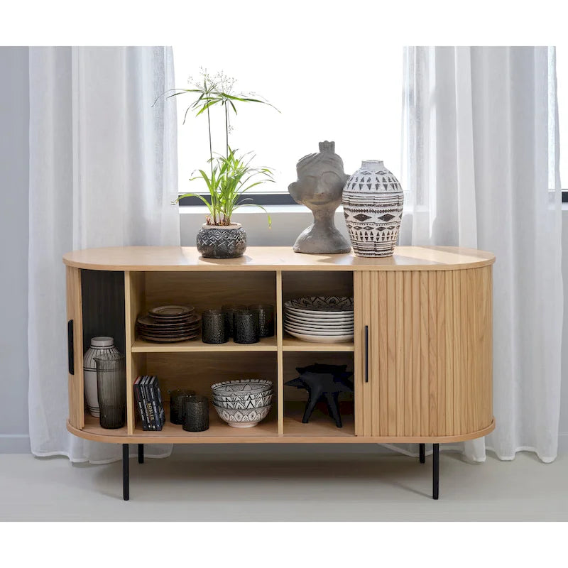 Sideboard im Mid-Century-Modern-Stil mit abgerundeten Schiebetüren