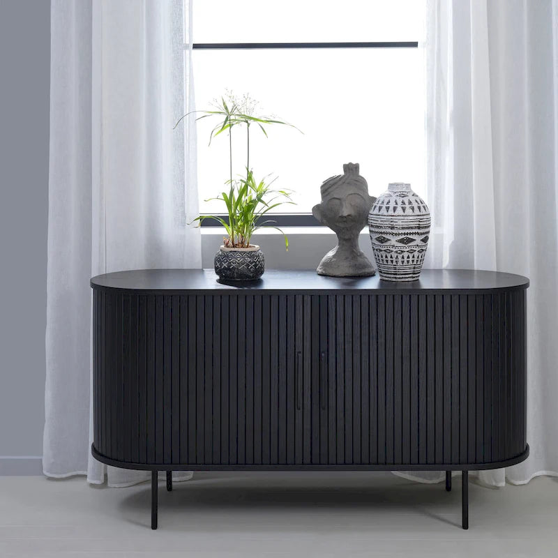 Sideboard im Mid-Century-Modern-Stil mit abgerundeten Schiebetüren