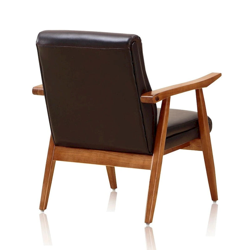 Sillón decorativo de cuero sintético color ámbar