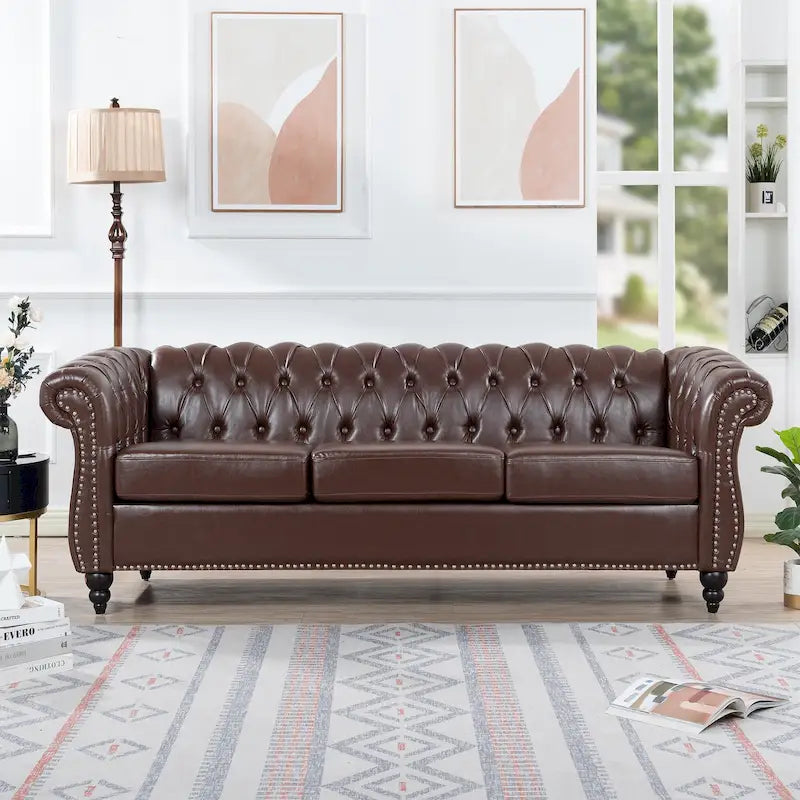 Canapé confortable 3 places avec coussin d’assise à rayures tendance