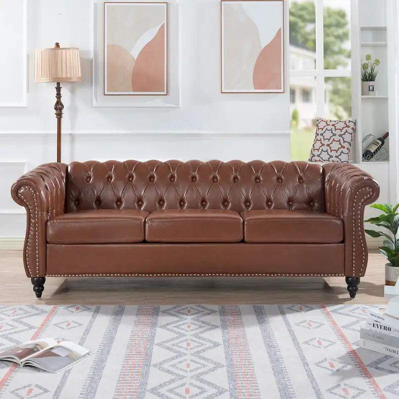 Canapé confortable 3 places avec coussin d’assise à rayures tendance