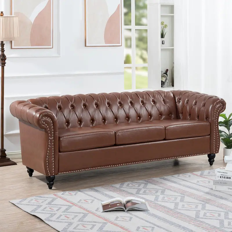 Canapé confortable 3 places avec coussin d’assise à rayures tendance